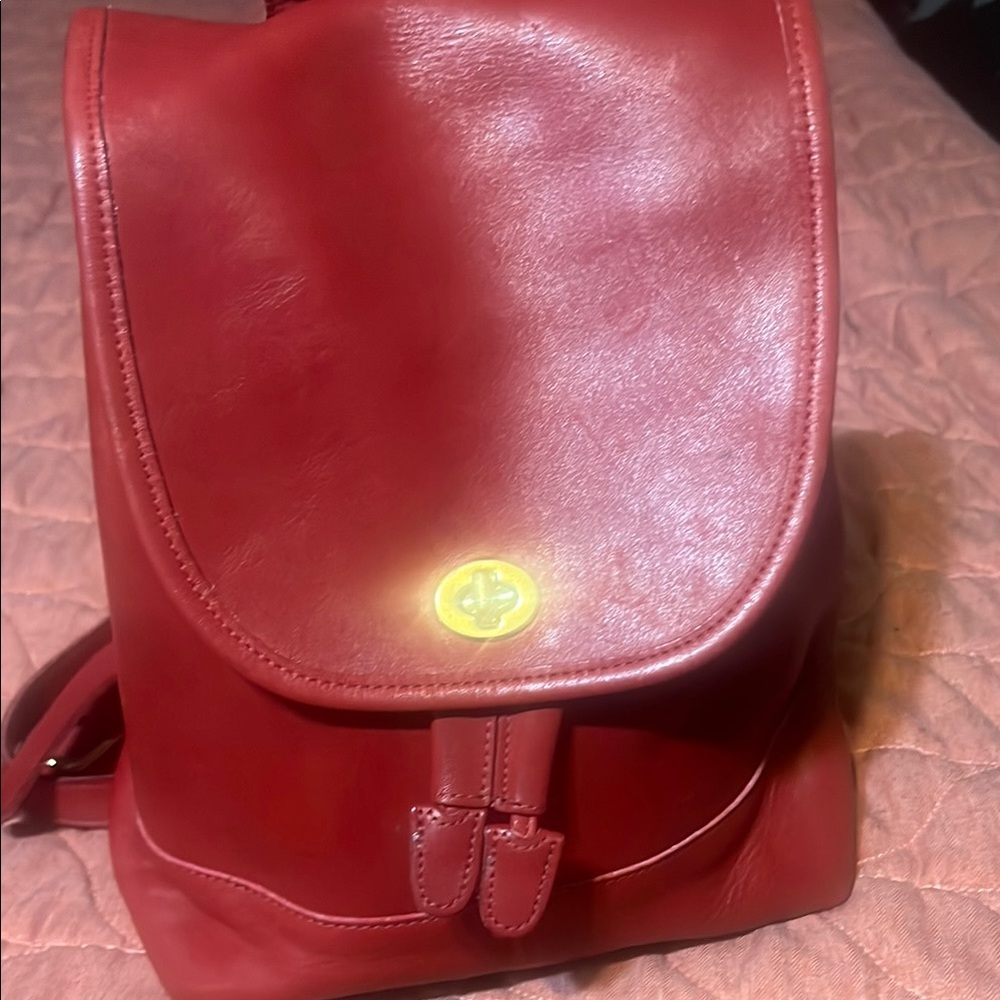 Coach Vintage Red Leather Backpack